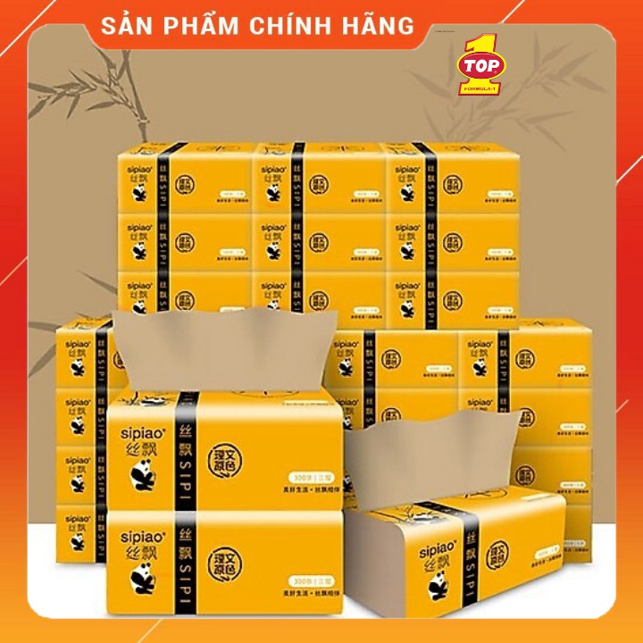 Giấy ăn gấu trúc thùng 30 gói 300 tờ siêu dai Sipiao hàng nội địa Trung