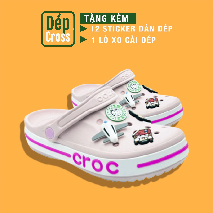 dép Cross đế bánh mì hồng nhạt DEPCrossD2U1 tặng thêm 12 sticker cross