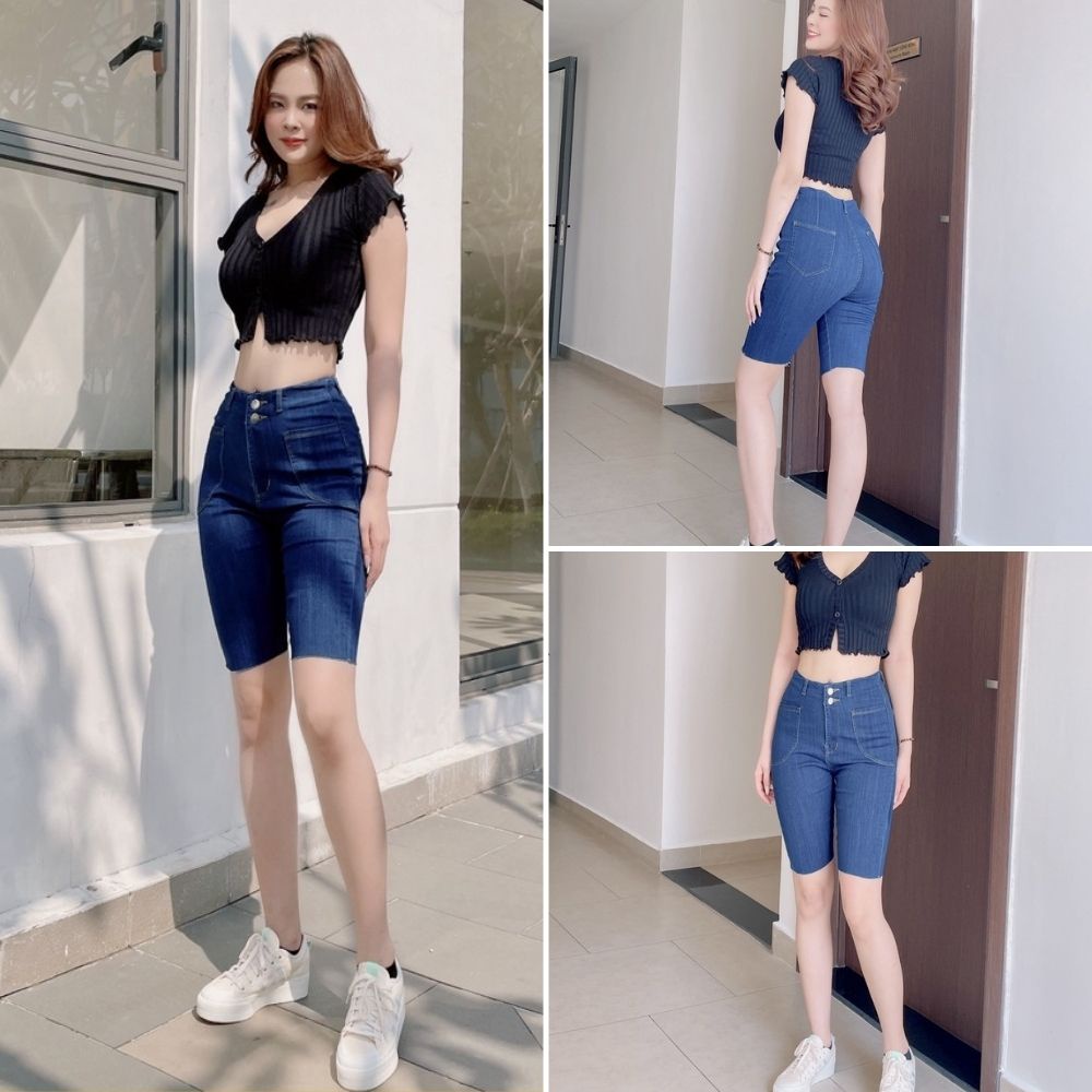Quần ngố nữ, quần jeans nữ ngố kiểu 2 màu đậm nhạt size S M L XL SKUQ-14A