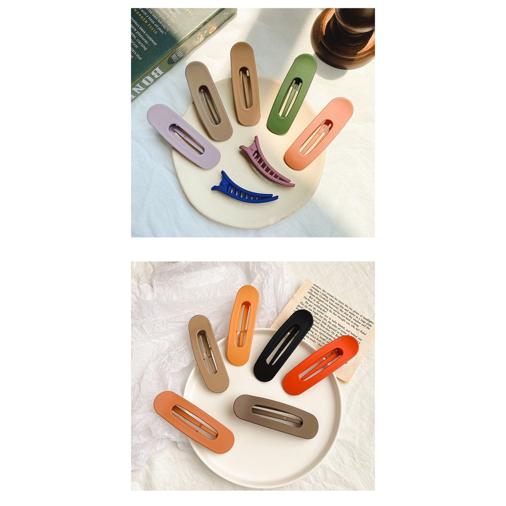 Kẹp tóc màu trơn kiểu dáng đơn giản phong cách Hàn Quốc cho nữ