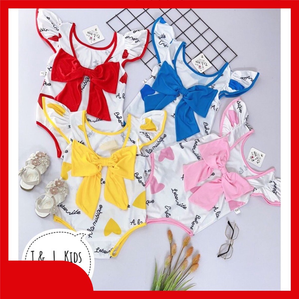 Đồ bơi bé gái liền thân_Bikini bé gái liền thân nơ bản to cánh tiên xinh xắn