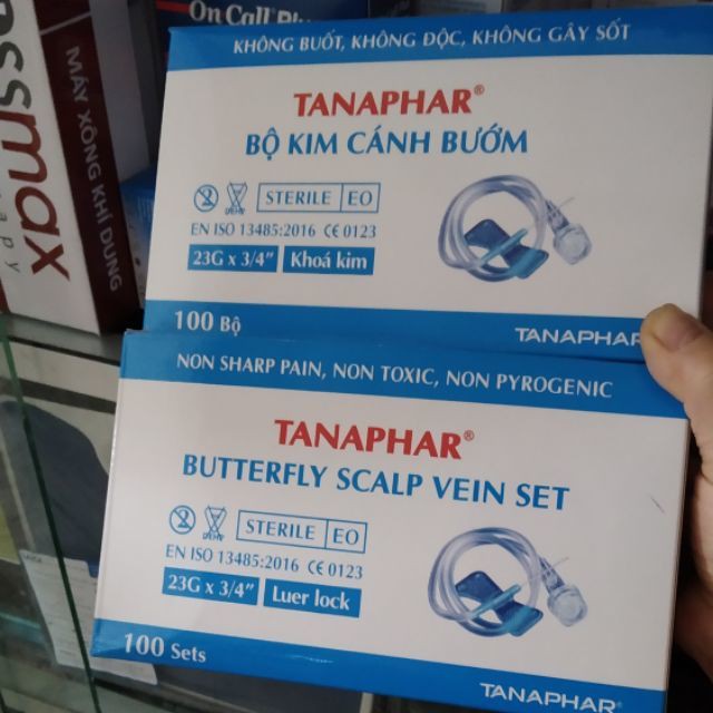 Kim bướm Việt Nam TANAPHAR 23G, 25G - tiệt trùng có khóa - Hộp 100 chiếc