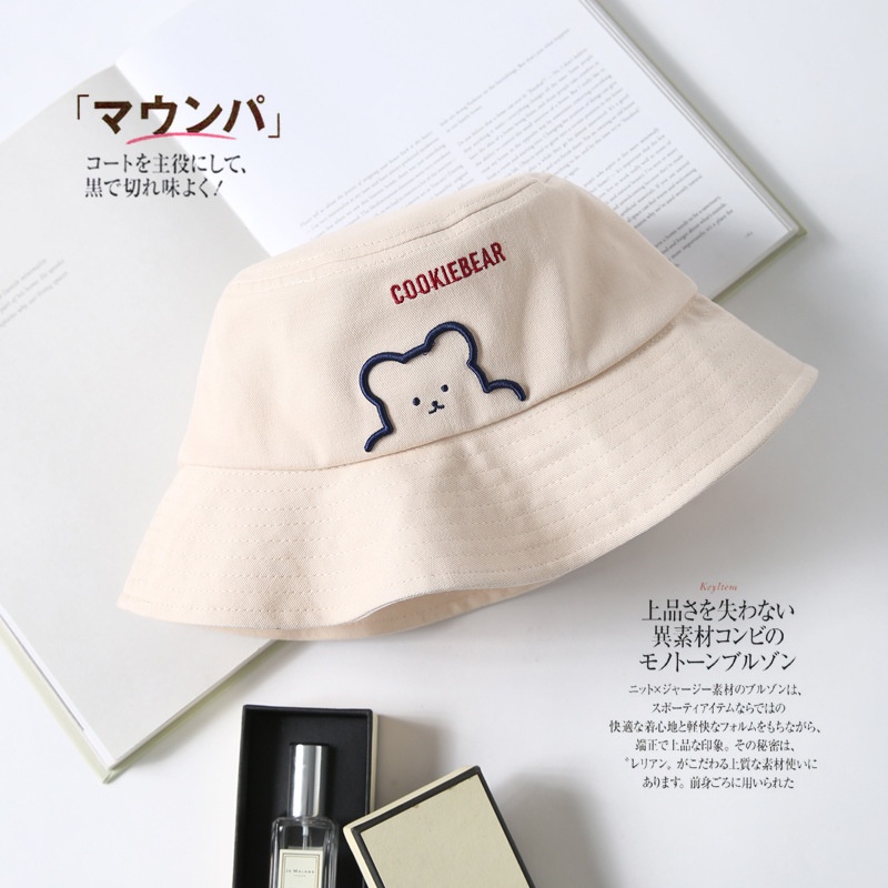 Mũ Bucket Thêu Gấu, Nón Tai Bèo Cụp Vành Phong Cách Thời Trang Nhật Bản COOKIEBEAR