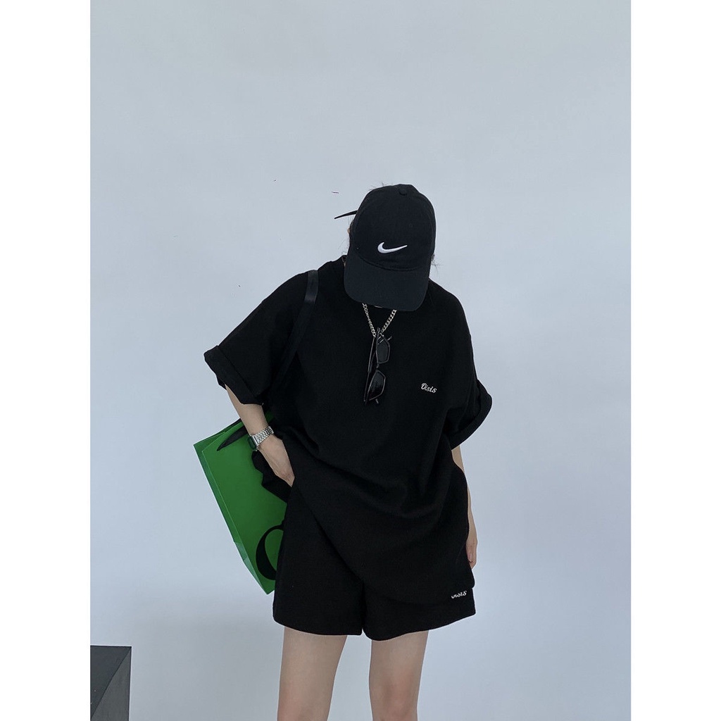 ♚Bộ Đồ Thể Thao Hai Món Áo Tay Ngắn Thêu Hình Bánh Quế 2022chic Thời Trang Mùa Hè Cho Nữ