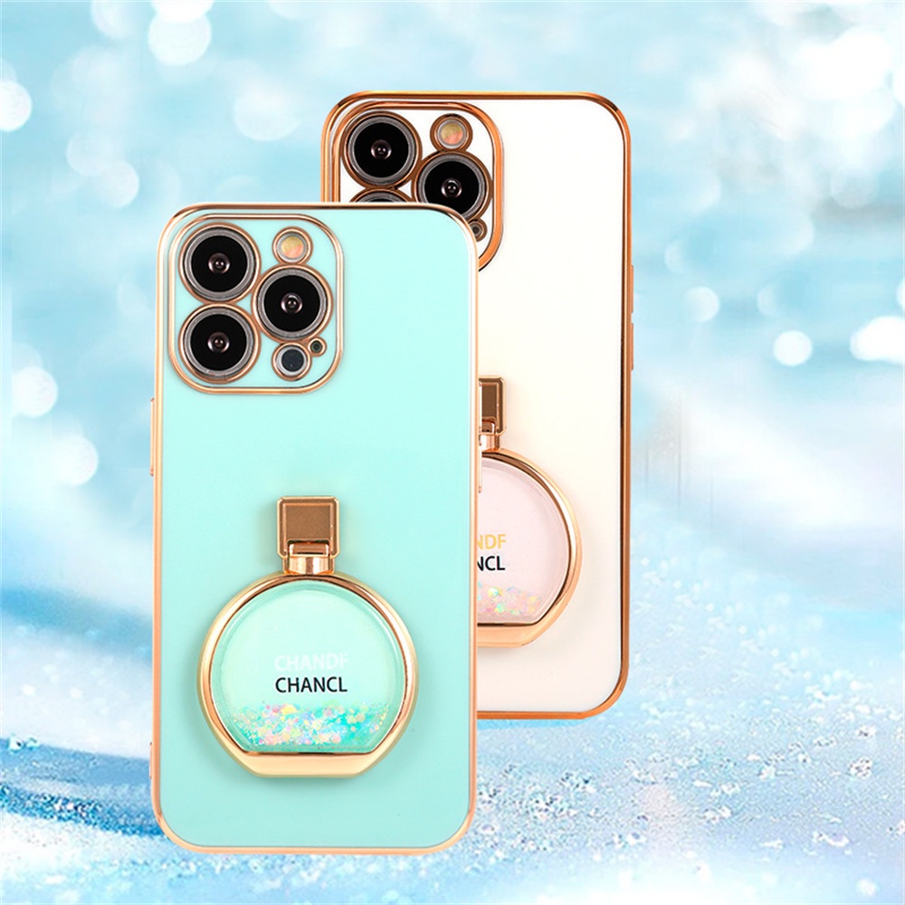 Ốp Điện Thoại TPU Mạ Màu Nước Hoa Có Giá Đỡ Cho Vivo Y17 Y15 Y19 Y20 Y33S Y21 Y22 Y55S Y77 Y97 Y15S Y10 Y15A 4G