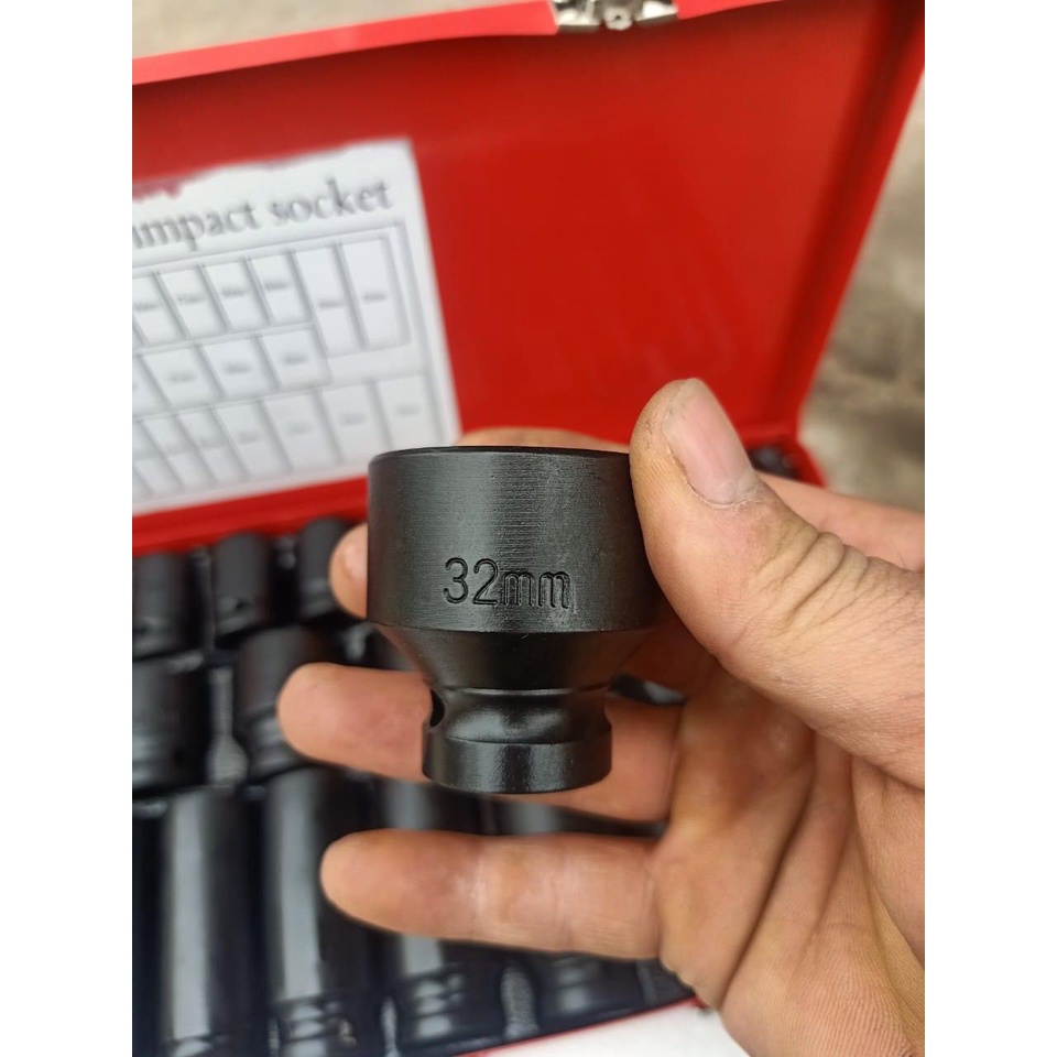 Bộ tuýp khẩu đen 1/2 inch thép CR-V ALONGTOOL 35 chi tiết đủ size kèm hộp sắt cao cấp (Bộ tuýp mở bu lông)