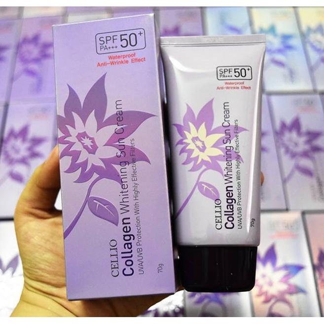 Kem chống nắng Cellio Collagen Whitening Sun Cream SPF50+ Hàn Quốc 70ml