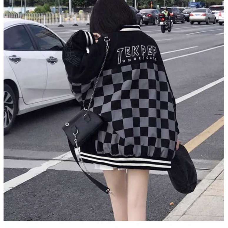 Áo Khoác Bomer Gió Caro Hai Lớp Form Rộng Unisex Siêu Cá Tính - Super Fashion P