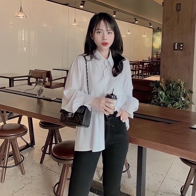 Áo sơ mi trắng nữ dài tay LOZADO chất vải cao cấp mềm mát - Mã A615