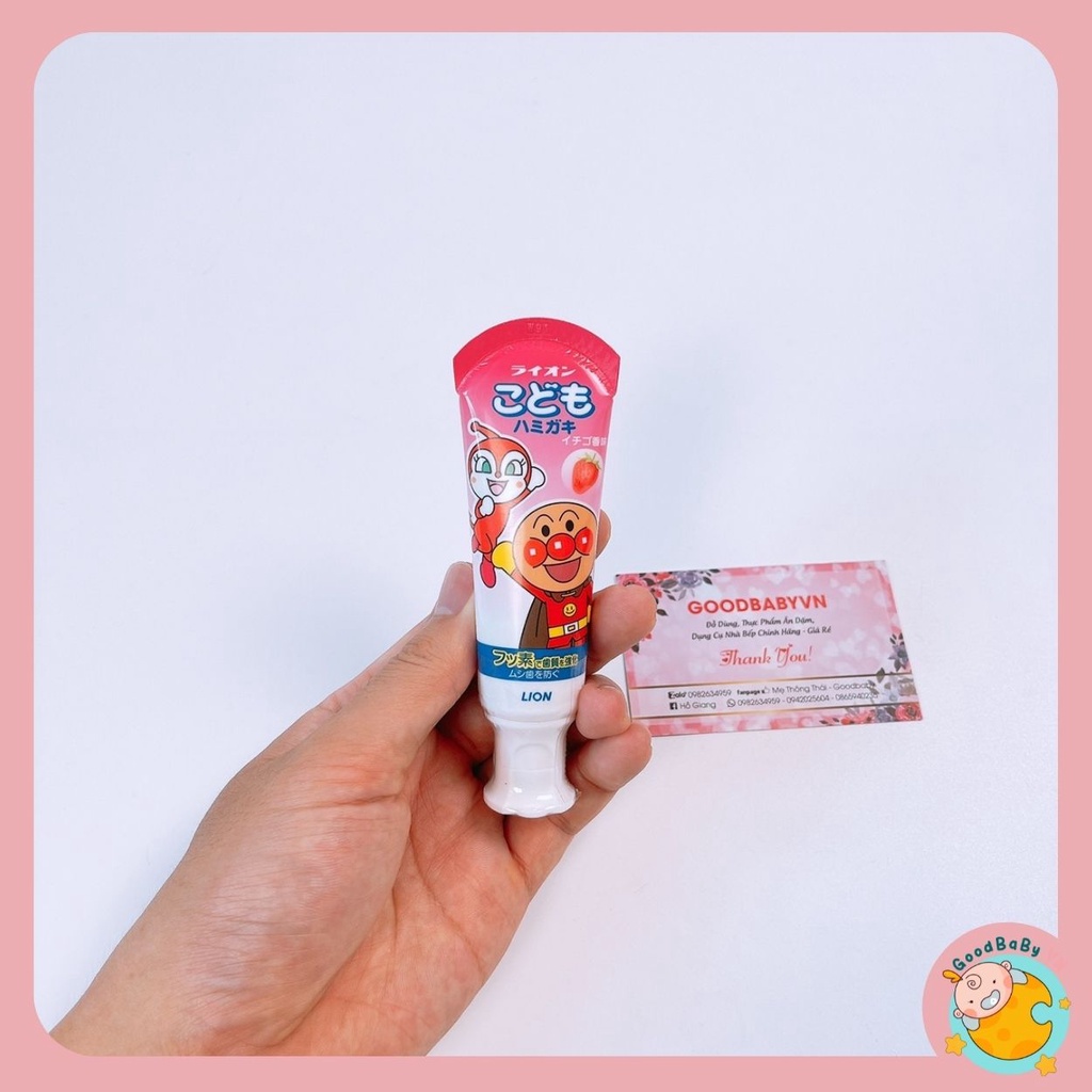 Kem đánh răng cho bé nuốt được, Kem đánh răng Lion nội địa Nhật Bản hương vị ngọt cho bé (40gr)