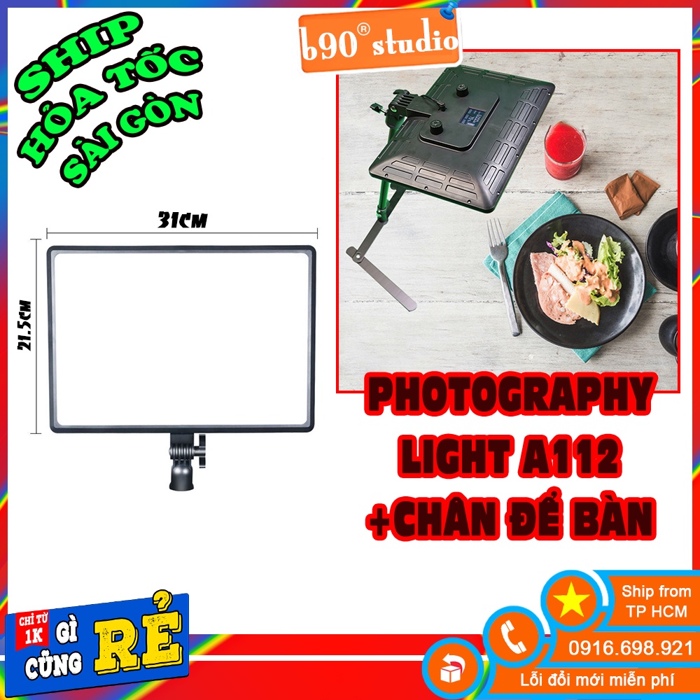 Đèn Photograpphy A112 chân gấp gọn hỗ trợ livestream , chụp ảnh  thức ăn, ảnh sản phẩm, quay phim makeup chuyên nghiệp