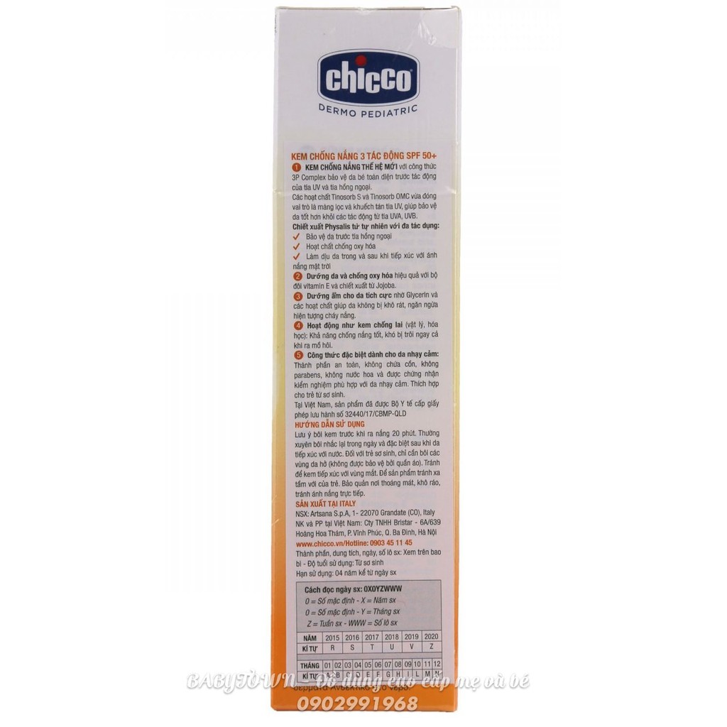 Kem chống nắng 3 tác động SPF 50+ Chicco