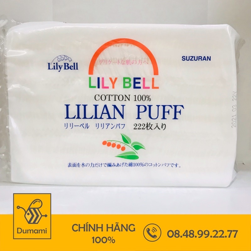 Bông tẩy trang Lily Bell 222 Miếng 100% cotton của Nhật Bản