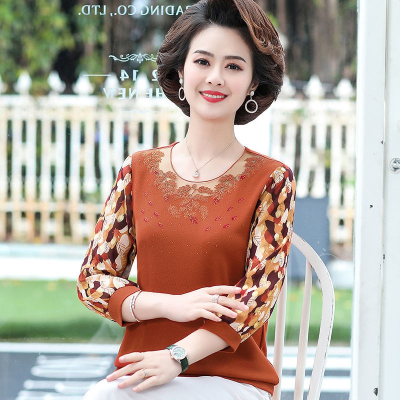 Áo Sweater Vải Voan Thiết Kế Thanh Lịch Cho Nữ Trung Niên