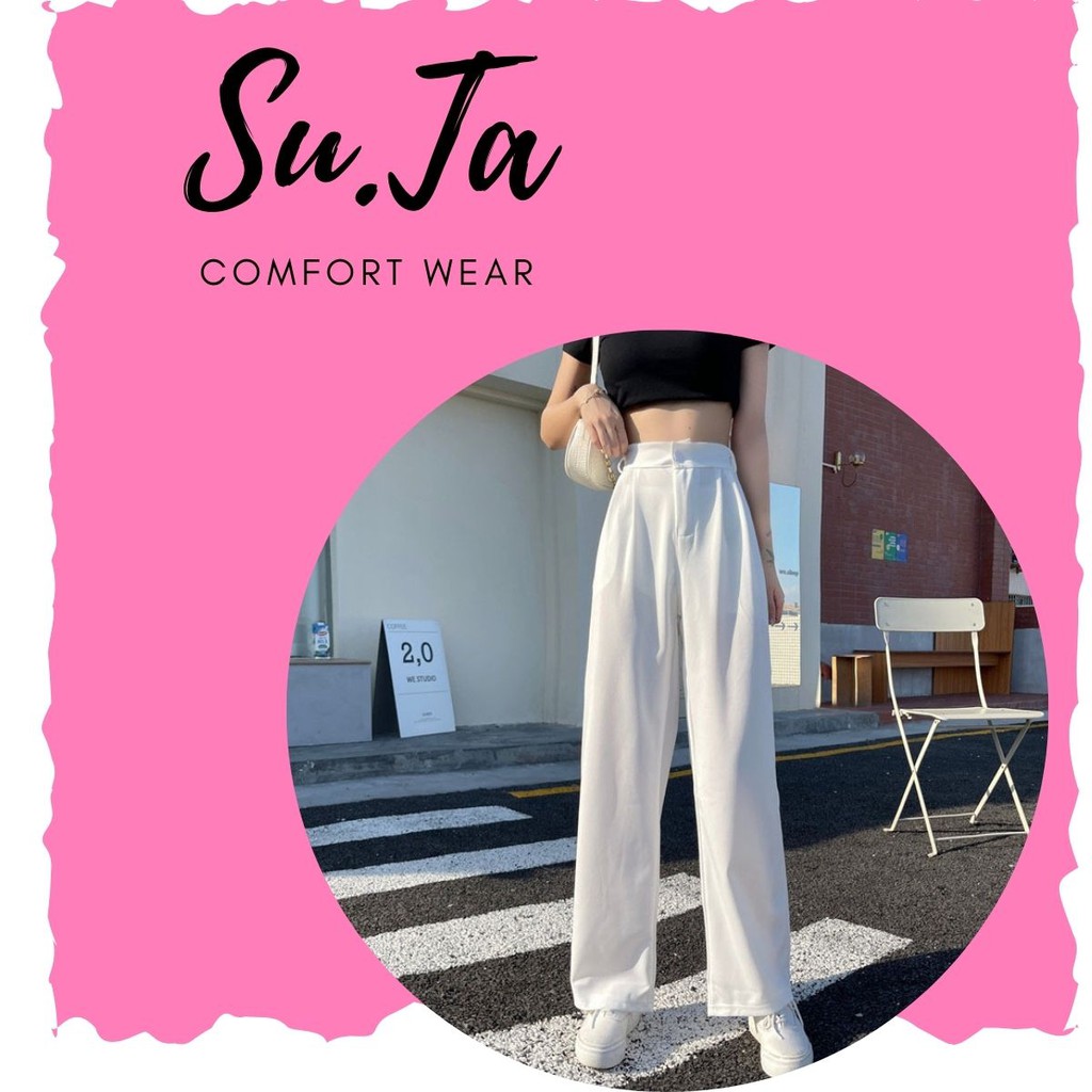 Quần Nữ Cạp Cao Ống Rộng Vải Suông Phong Cách Công Sở | BigBuy360 - bigbuy360.vn