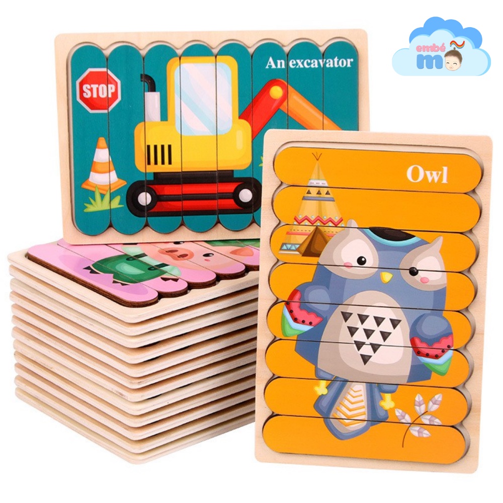 Tranh Xếp Hình, Tranh Ghép Que Kem Bằng Gỗ | Đồ Chơi Montessori - Embé Mỡ