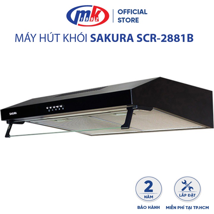 Máy hút khói Sakura SCR-2881B - Máy hút mùi cao cấp, bảo hành 24 tháng chính hãng Mekong