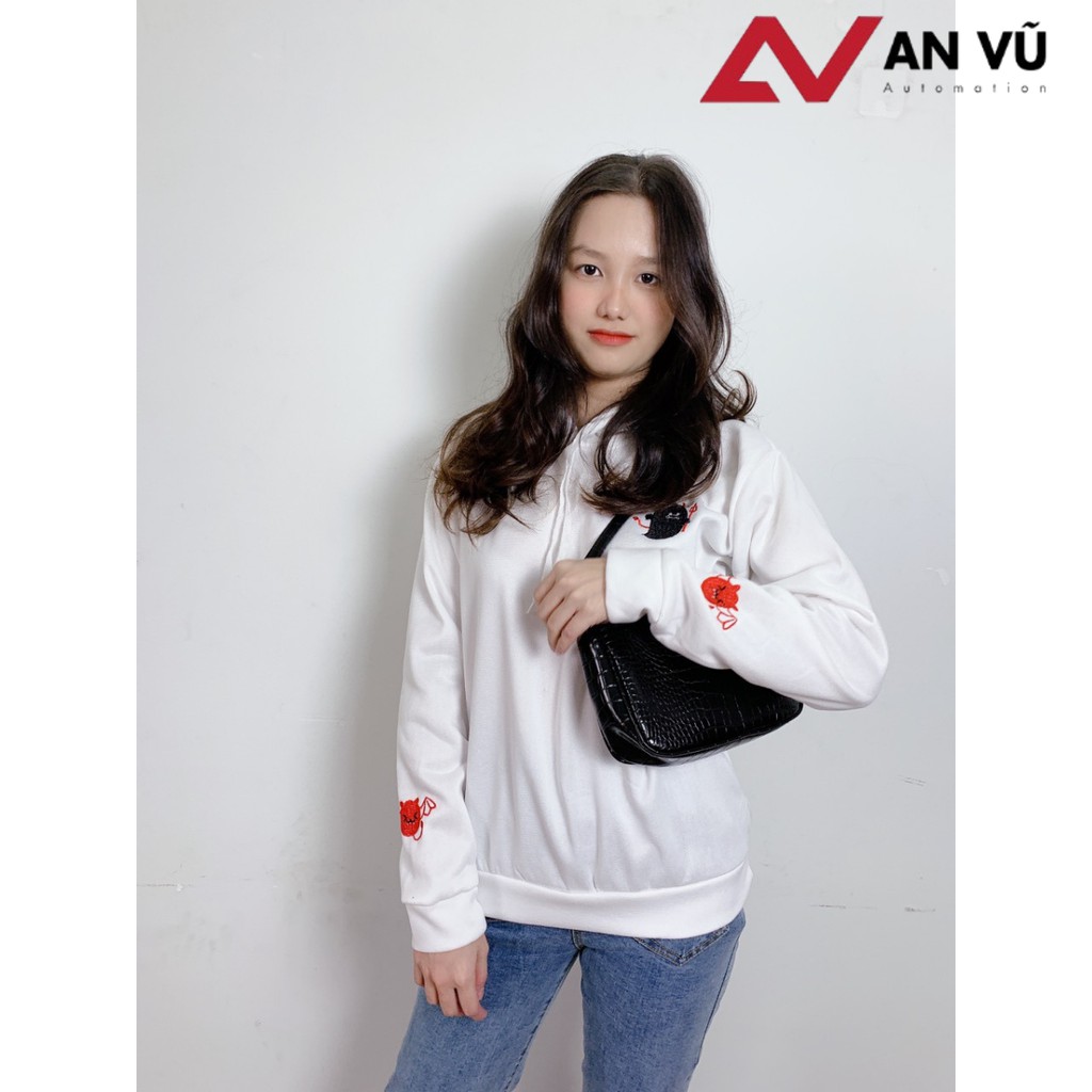 [Video thật] Áo Hoodie Nữ / Nam - Áo Khoác Nỉ Hình Quỷ Cá Tính, Dễ Thương Blazel, 2 Màu | BigBuy360 - bigbuy360.vn