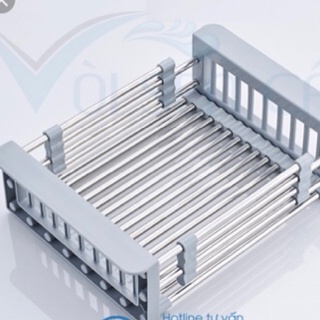 Rổ inox đa năng kéo rút tiện lợi đựng chén, rau củ quả, làm ráo nước .