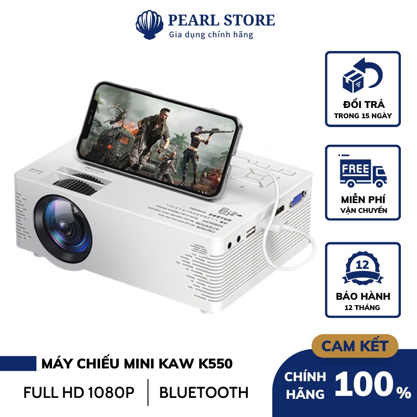 Máy Chiếu Mini KAW Full HD 1080P Android 9.0 Cao Cấp Bản 2022, Hình ảnh sắc nét trải nghiệm tuyệt vời, kết nối đa cổng