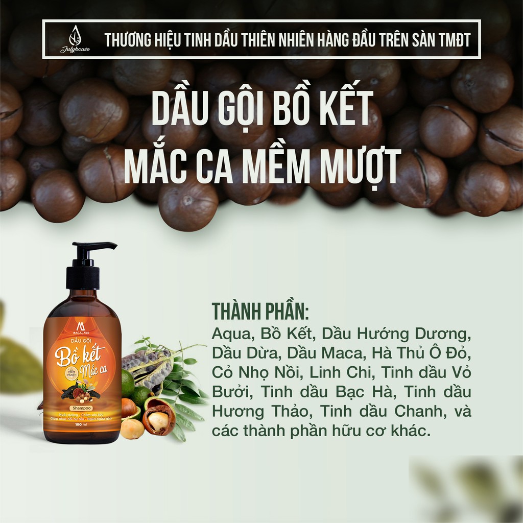 Dầu gội Bồ Kết – Mắc ca 300ml MACALAND cho tóc mềm mượt dù deadline dí