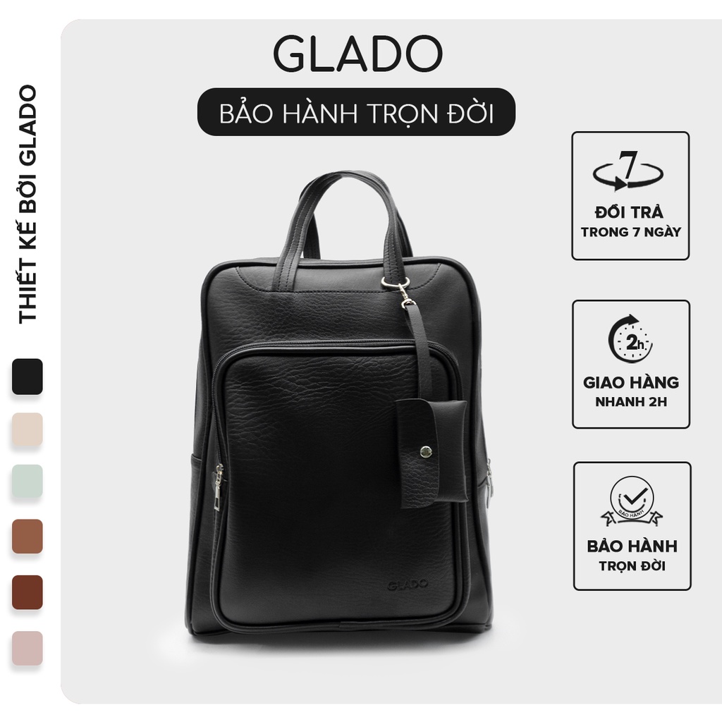 Balo nữ thời trang Glado tặng kèm ví mini màu đen - GB007