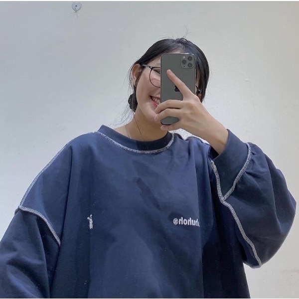 Áo Sweater JEMCLOSET Form Dáng Rộng Chỉ Viền Nổi Bật Chất Liệu Vải Dày Dặn Uhoh-1996