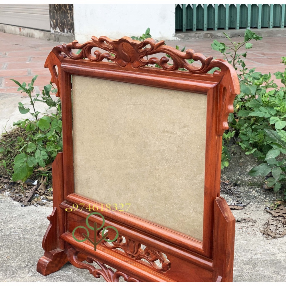 Khung Hình Thờ Đôi Không Chắn Giữa Gỗ Hương 2 Cỡ Ảnh Thờ