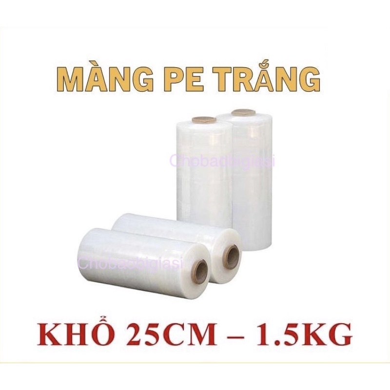 1 cuộn 1.5kg gồm lõi 150g Màng PE quấn Pallet khổ 25cm