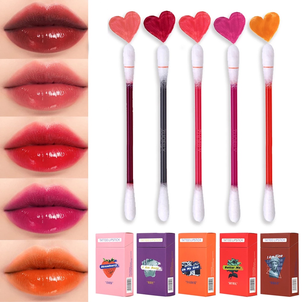 [Hàng mới về] Hộp son môi dạng tăm bông chống thấm nước lâu trôi thiết kế độc đáo