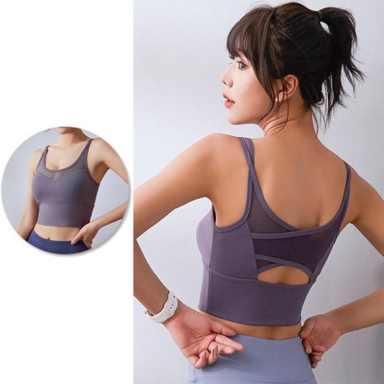 [Hàng Quảng Châu] Áo tập gym, yoga nữ Runing sport AB003 phối lưới áo bra sexy mềm mại khi đi tập Hoashop66