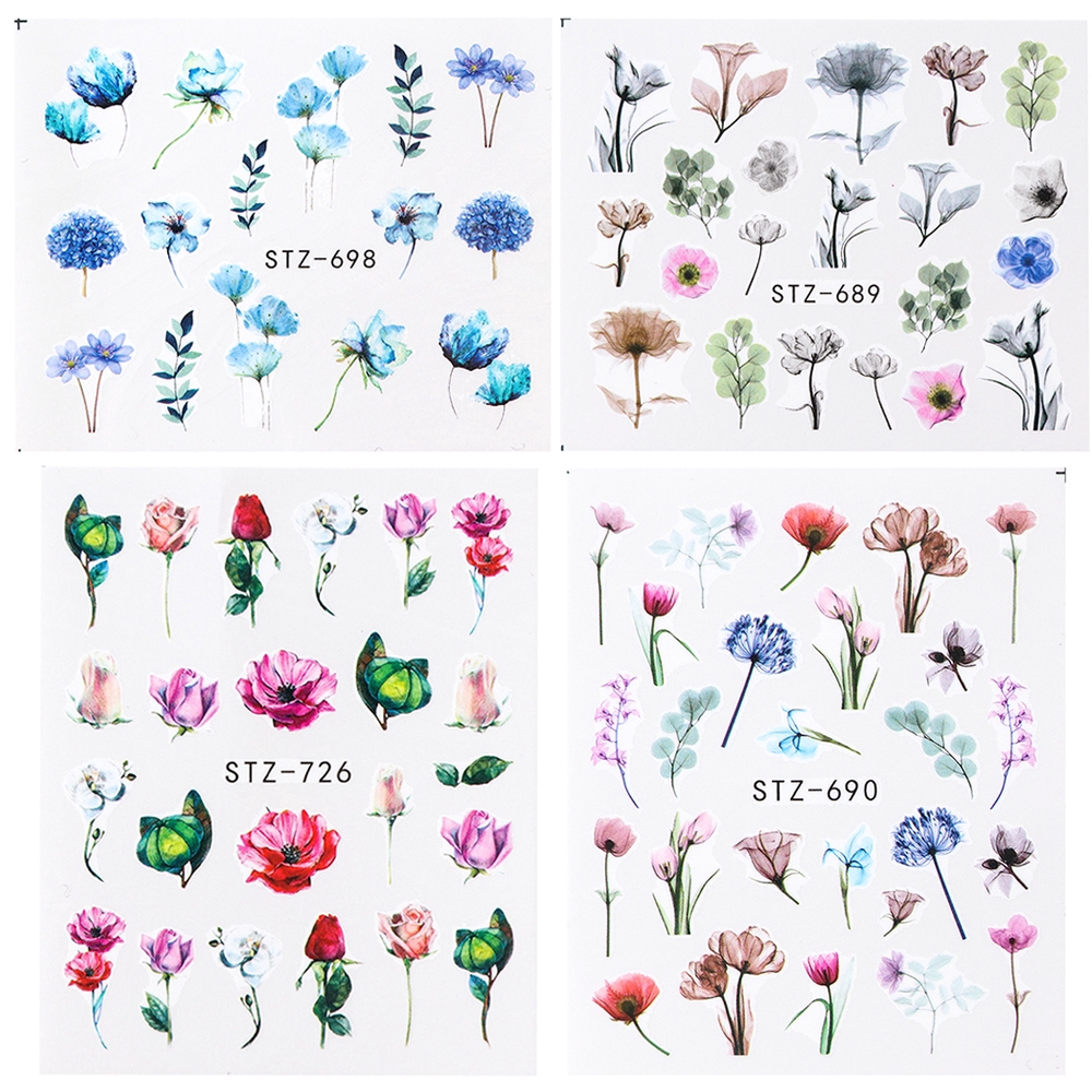 Tờ decal dán trang trí móng tay in họa tiết hoa