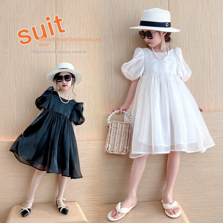 Đầm Thời Trang Tay Ngắn Phong Cách Hàn Quốc Xinh Xắn Dành Cho Bé Gái 5-6 tuổi 6-7 tuổi 7-8 tuổi 8-9 tuổi 9-10 tuổi 10-11 tuổi 11-12 tuổi 12-13 tuổi 13-14 tuổi 15-16 tuổi