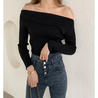 Áo Len Trễ Vai Vạt Chéo