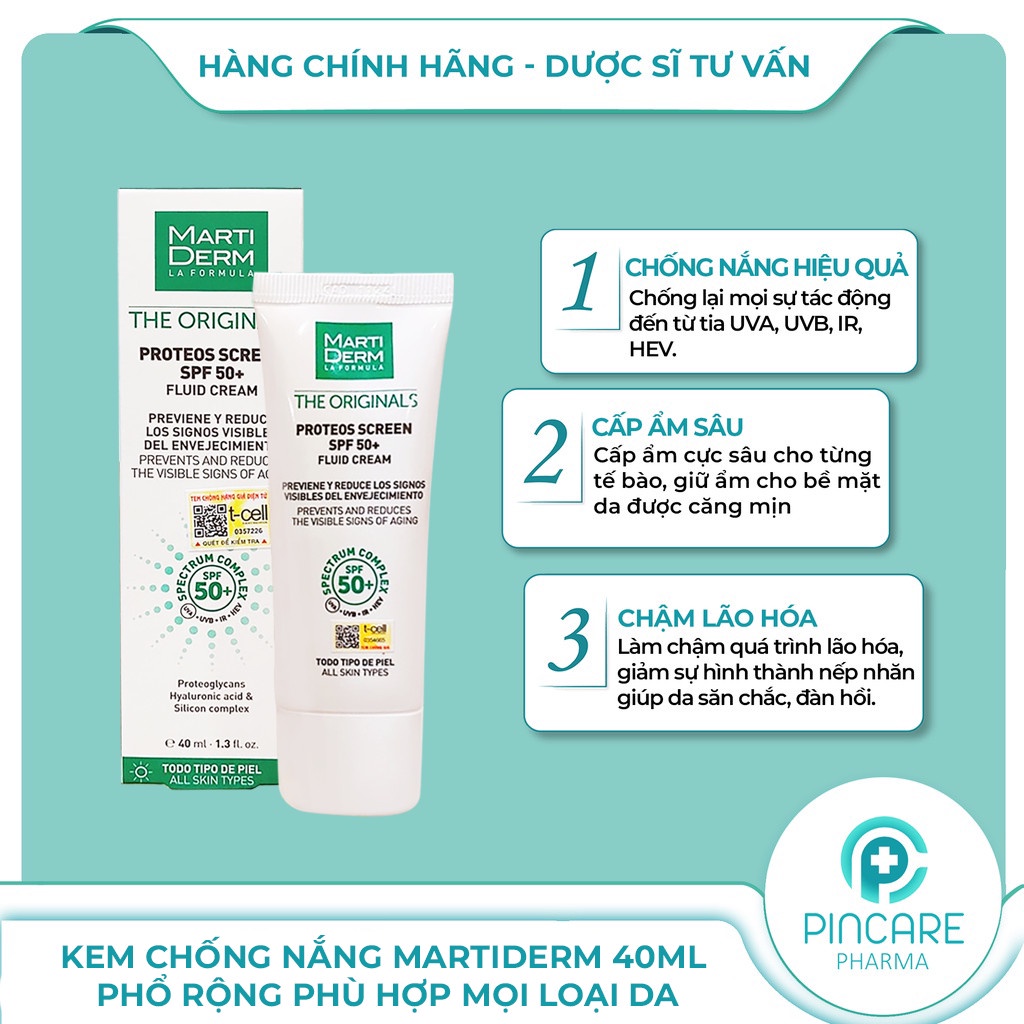 Kem chống nắng MartiDerm The Originals Proteos Screen SPF50+ chống lão hóa - Nhà thuốc PinCare