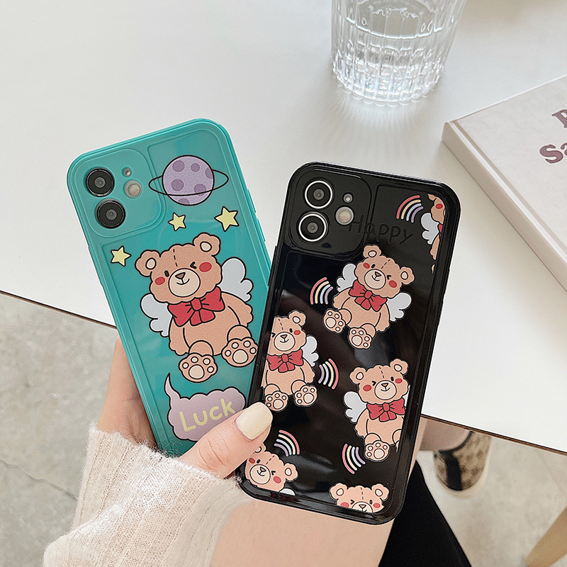 Cute bear protective shell is suitable for Apple's full range of 12ProMax painted mobile phone shells iPhone11 photo frame soft shell i6si7i8plus / xsmax anti-collision and anti-drop shell