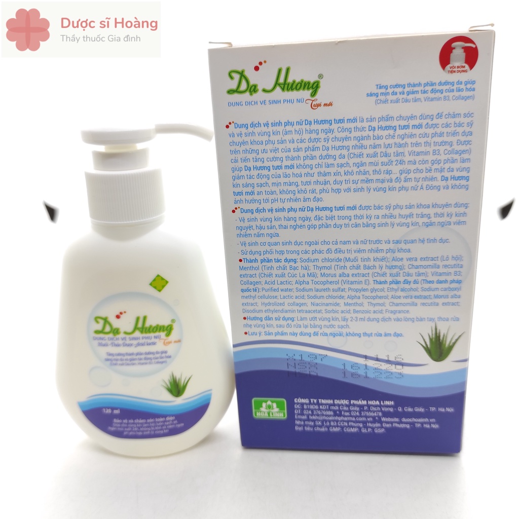 Dung Dịch Vệ Sinh Phụ Nữ Dạ Hương Tươi Mới - Lô Hội 120ml &amp; 100ml