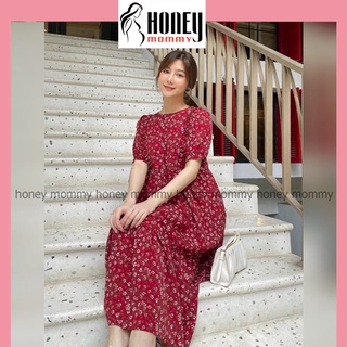 Đầm bầu váy bầu hoa nhí dáng dài mùa hè cổ tròn công sở đi chơi đi biển hd2876 honey mommy