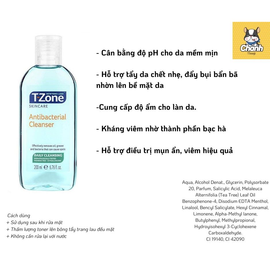 Nước Hoa Hồng Làm Sạch và Diệt Khuẩn cho da dầu mụn T-Zone Clear Pore Antibacterial 200ml | BigBuy360 - bigbuy360.vn