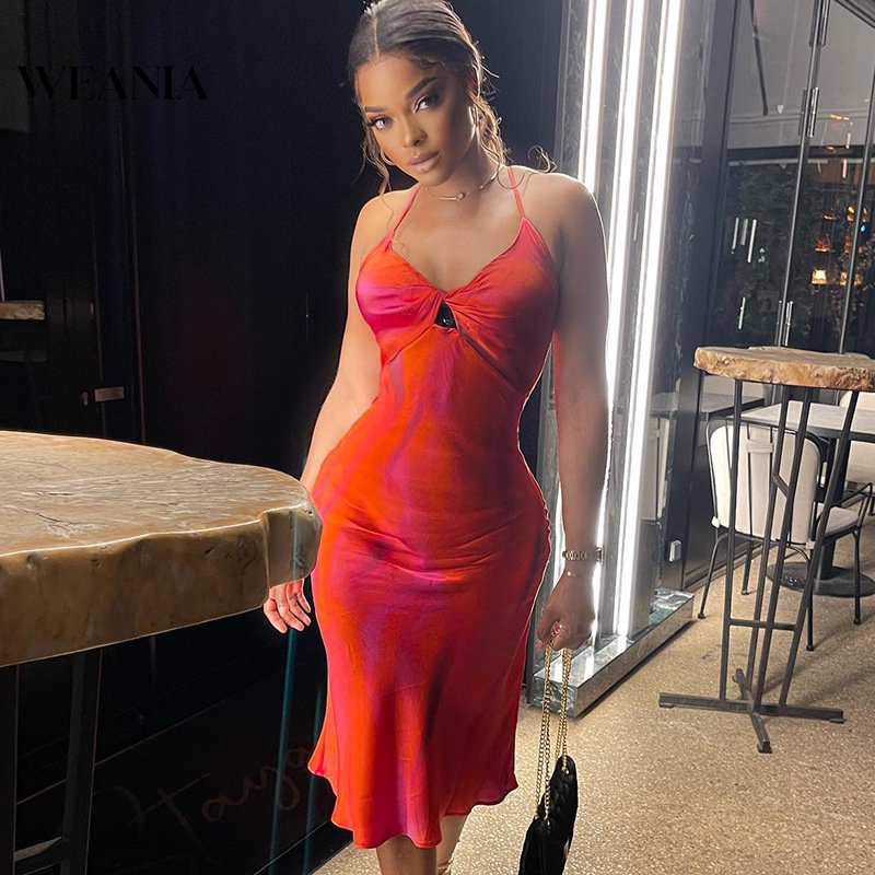 Đầm Dây In Khối Màu Sắc Thời Trang Mùa Hè Dành Cho Nữ