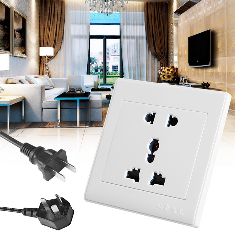 Ổ cắm điện 5 lỗ gắn tường tiện dụng