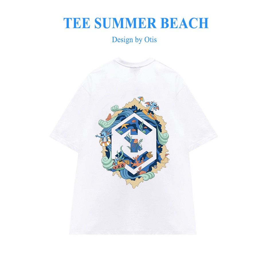 ÁO THUN TAY LỠ COTTON LOCAL BRAND OTIS CLUB - SUMMER BEACH TRẮNG