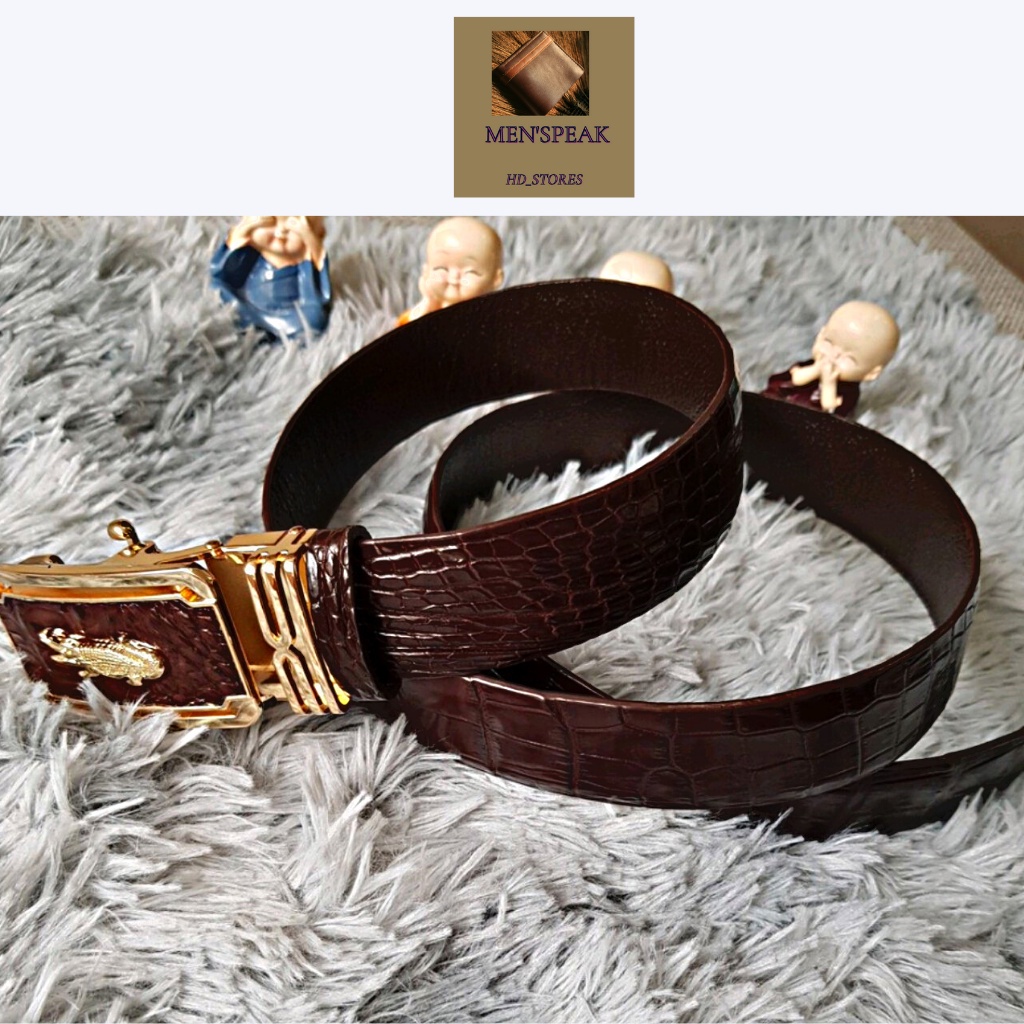 Dây nịt, thăt lưng da cá sấu da bụng liền nguyên con.