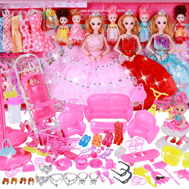 Barbie doll set big gift box for girls princess wedding dress children play house toy Villa birthday gift