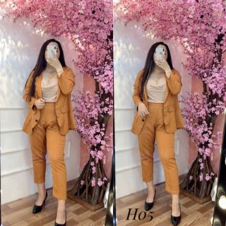 Sét 3 món Áo vest, Áo dây cổ đỗ, Quần baggy