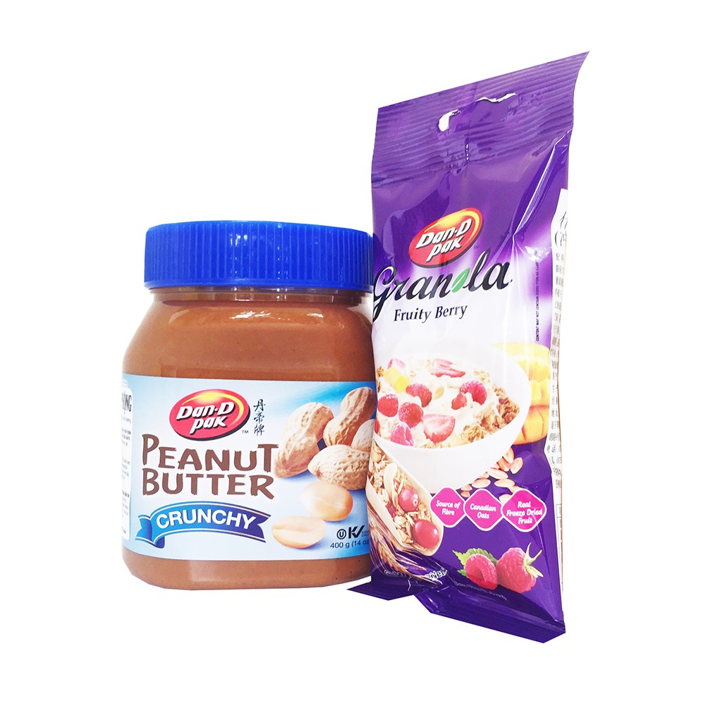 Combo Bơ đậu phộng Crunchy (hạt nhỏ) và 1 gói Granola 40g  DAN D PAK KHÔNG CHẤT BẢO QUẢN, NGUYÊN LIỆU HỮU CƠ 100%