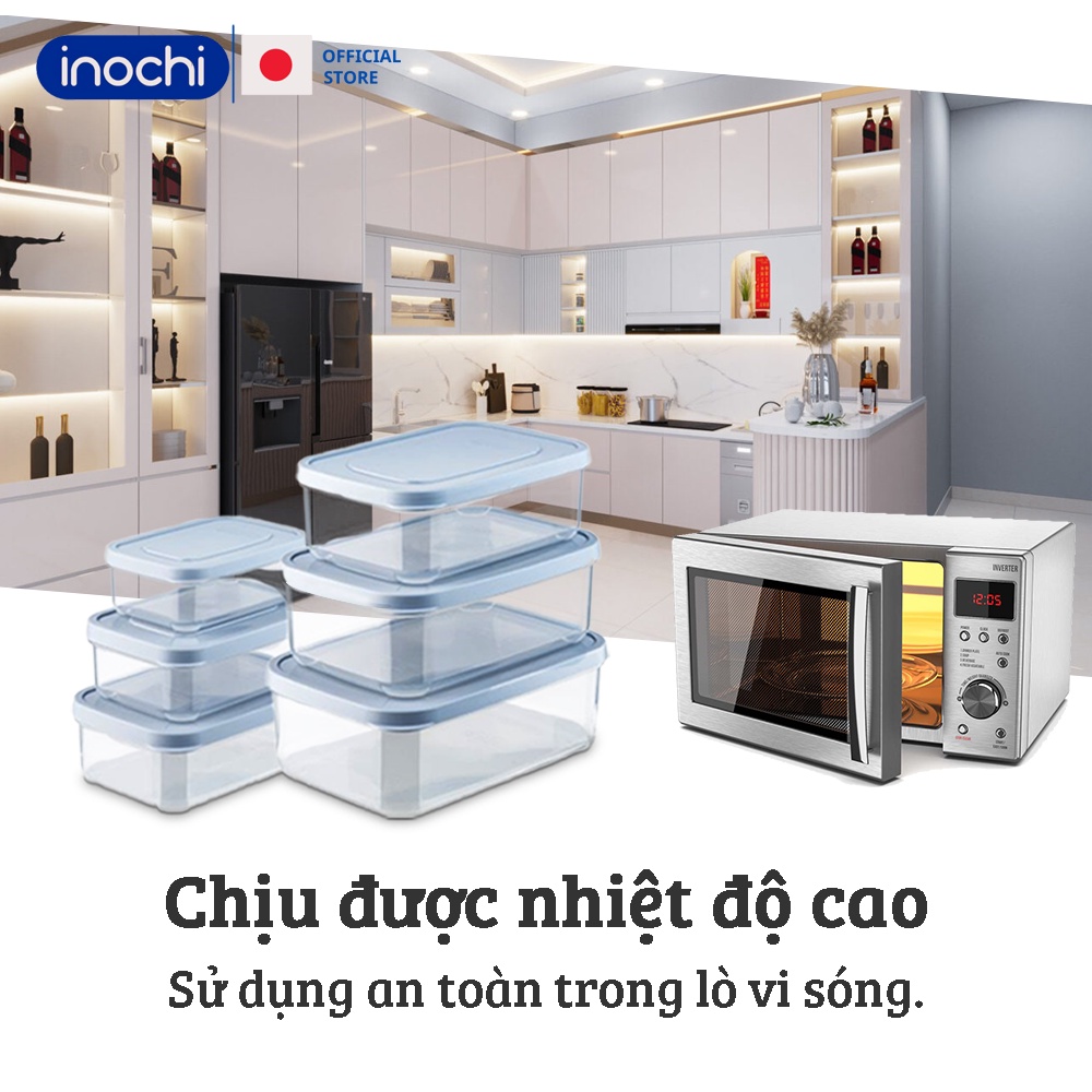 Bộ 6 hộp nhựa đựng thực phẩm đủ size chịu nhiệu hokkaido inochi 500ml tới 2500ml