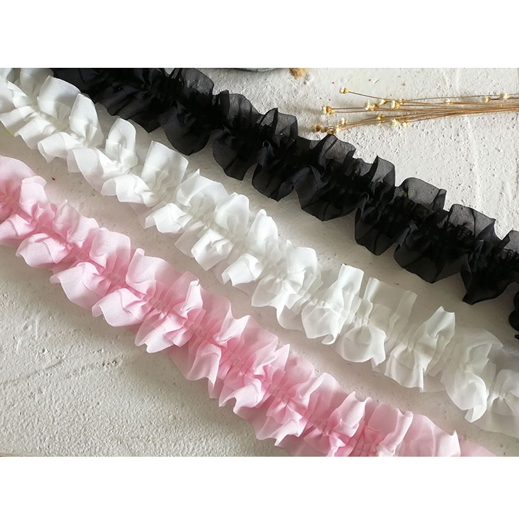 Dây Ruy Băng Vải Tuyn Hai Lớp Ren Lưới 3D Dùng Trang Trí Váy Cưới