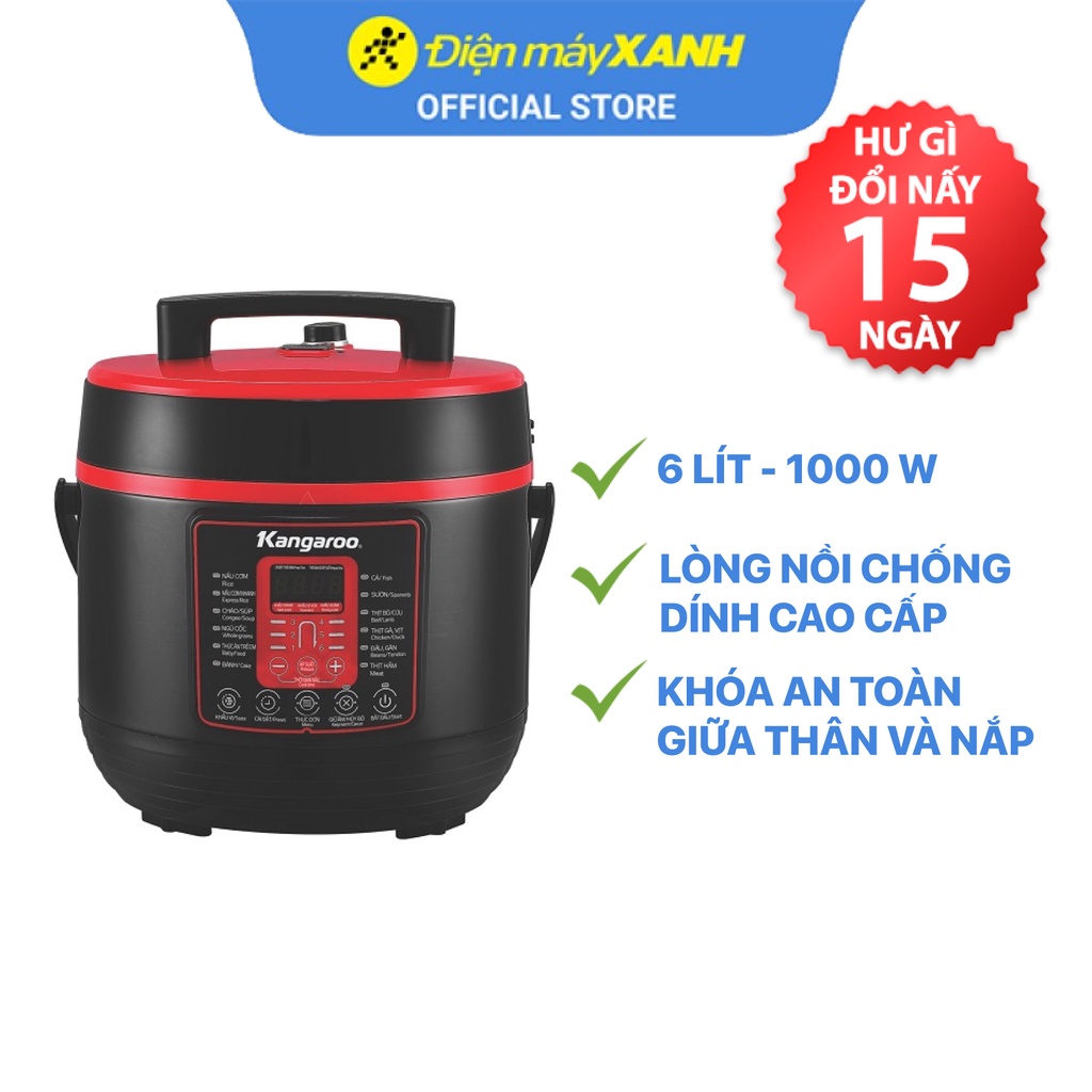 [Mã ELHADEV giảm 4% đơn 300K] Nồi áp suất Kangaroo KG6P2 6 lít