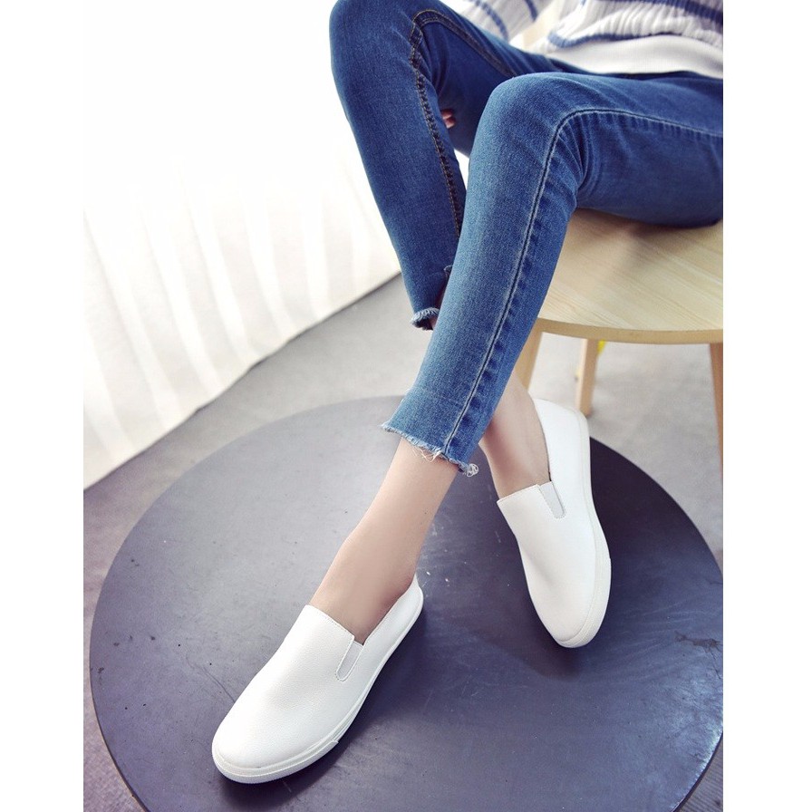 [SIÊU ÊM CHÂN] Giày slip on nữ da trơn đế thấp S150 dẻo dai, che nắng, di chuyển nhiều, đàn hồi tốt